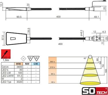 Ліжко Luminoso Black з 1 х блоком живлення КОМПЛЕКТ 2 шт. и, 2 шт., SO-TECH LED