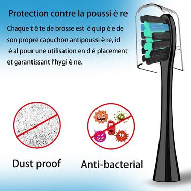 Насадки для щітки, сумісні з моїми варіаціями Електрична зубна щітка, змінні щітки Підходить для моїх варіацій Звукова зубна щітка (чорна) Чорна ука (6 упаковок), 6 шт.