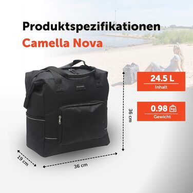 Нова велосипедна сумка Looxs Camella Nova Shopping Bag Bicycle 24.5L - Велосипедна сумка для перенесення - Водонепроникний поліестер - Кріплення гачок 24.5 л Чорний