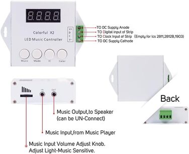 Цифровий адресний музичний контролер зі світлодіодною стрічкою X2 (оновлена версія X1) для WS2811 WS2812B 6803 WS2813 WS2815 Світлодіодна стрічка DC5V-24V