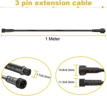 Подовжувачів 3M для світлодіодних ліхтарів RGB, водонепроникний IP67 (5 шт., 1 м, 3 контакти), 5