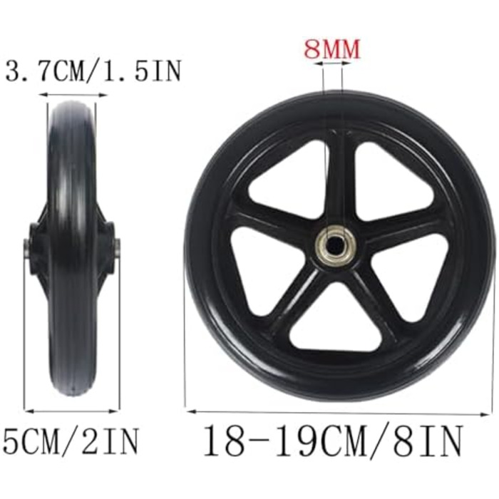 Колеса для інвалідного візка, 8-дюймове переднє колесо для інвалідів, переднє колесо для інвалідного візка, екологічно чистий матеріал ПВХ, колеса для транспортних засобів для догляду за людьми похилого віку, аксесуари для передніх коліс для електричних N