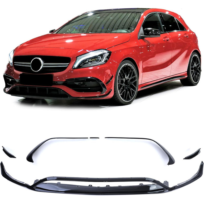 Передній спойлер Lip Bumper Look Чорний блиск для Mercedes A Class W176