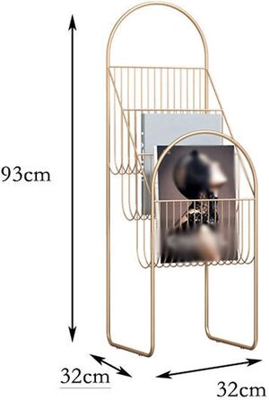 Підлоговий стелаж для журналів Стелаж для журналів, газетний стелаж, проста книжкова полиця, презентаційний стелаж, інформаційний стелаж, стелаж для зберігання, підлоговий, золотий інформаційний стелаж, 83B