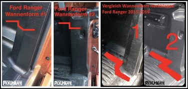 Килимок для багажного відсіку PickUpMat проти ковзання, підходить для Ford Ranger, подвійна кабіна WILDTRAK з піддоном вантажного відсіку з року випуску 03/2012 (прямокутна форма ззаду, No 2)