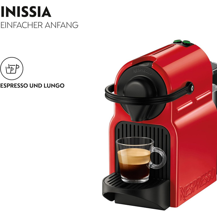 Капсульна машина Nespresso Inissia XN1005 від Krups Готовий до роботи дуже швидко Автоматичне відключення Вишня Червона Червона (Рубін)