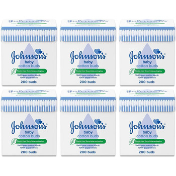 Ватні палички Johnson's Johnsons (200) в упаковці 6 шт.