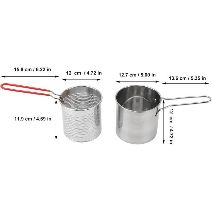Каструля для смаження у фритюрі, нержавіюча сталь 304, сковорідка, каструля з ситечком і ручкою для смаження креветок в домашніх умовах