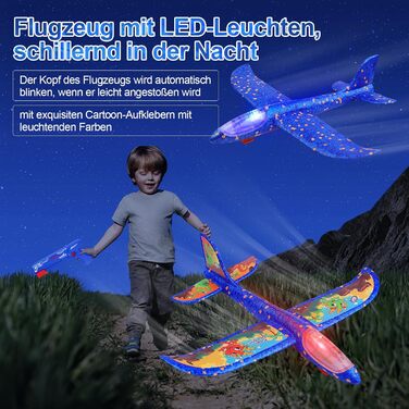 Набір іграшок для запуску літаків 3 літаки Пінопластовий планер Іграшка для запуску літаків зі світлодіодним метанням планера Літак Літаюча іграшка Іграшка для стрільби на відкритому повітрі Подарунки для дітей Хлопчики Хлопчики Дівчатка Вік 3-12 3 шт.