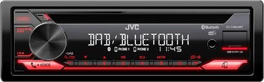 Автомагнітола JVC KD-DB622BT CD з системою гучного зв'язку DAB і Bluetooth (звуковий процесор, USB, AUX-вхід, Spotify Control, 4 х 50 Вт, підсвічування червоної клавіші, без антени) (комплект з адаптером для антени)