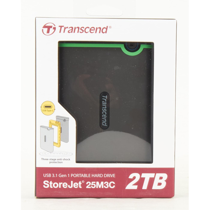 ТБ USB Type-C Storejet 25M3C - 2, 5-дюймовий зовнішній жорсткий диск з ударостійким типом C TS2TSJ25M3C, 2