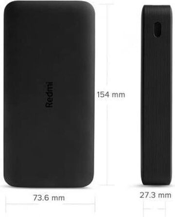 Зовнішній акумулятор Xiaomi Redmi, 18 Вт, швидка зарядка, чорний, 20 000 мАг, вхід Micro USB/USB-C, вихід 2 x USB-A