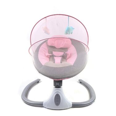 Дитяче крісло-гойдалка Baby Bouncer для 0-12місяців 3-12 кг, вбудований MP3-плеєр на 12 музичних інструментів, електричні дитячі гойдалки з музикою, складні, знімні та миються (рожеві)