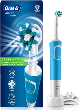 Електрична зубна щітка Oral-B 610498 Vitality 100 Crossaction, акумуляторна, синя синя одинарна