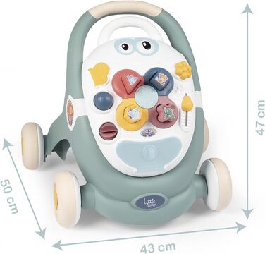 Ходунки для немовлят Little Smoby від 1 року - ходунки 3-в-1 з коляскою, дошкою для занять і коляскою для ляльок для немовлят і малюків від 12 місяців