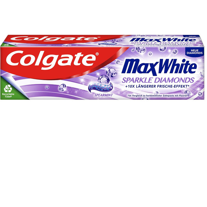 Зубна паста Colgate Max White Sparkle Diamonds 12x75 мл ідеальне відбілювання зубів для більш гладких і білих зубів відновлює природне відбілювання зубів і надовго освіжає подих