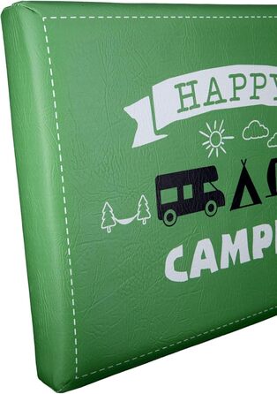 Вуличний табурет для пивного ящика, модель кріплення сидіння Happy Camper, матеріал імітації шкіри, розміри 44 х 34 х 5 см, колір зелений, ідеально підходить для саду, тераси, бару або просто вдома.