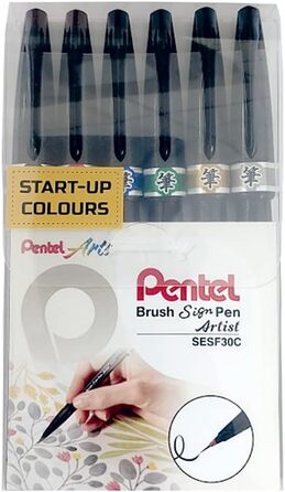 Мікрощітка Pentel Sign Pen 6 упаковка SESF30BP6M