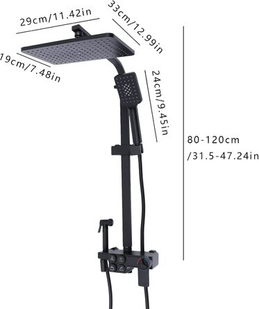 Душова система з термостатом, тропічний душ з арматурою, душовий набір, змішувач для душу, інтелектуальний термостат, душова арматура повний комплект чорний тропічний душовий набір настінний