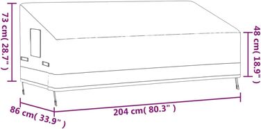 Чохол для 3-місної лавки, чохол брезентовий водонепроникний антиультрафіолетовий, захисний чохол для лавок садових меблів, комплект захисний чохол брезентовий, бежевий 204x86x48/73см 600D Oxford