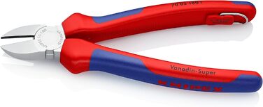 Діагональні кусачки Knipex, хромовані, з багатокомпонентними ручками, з вушком для кріплення запобіжника 180 мм 70 05 180 T 180 мм Різнокольорові