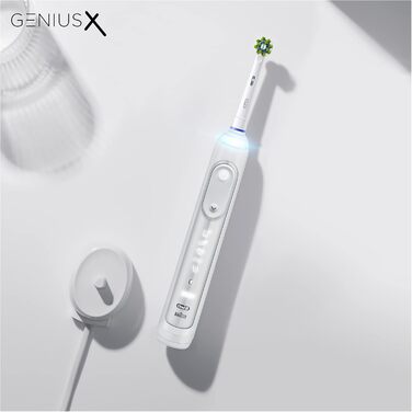 Електрична зубна щітка/електрична зубна щітка Oral-B Genius X, 6 режимів чищення зубів для догляду за зубами, додаток зі штучним інтелектом і Bluetooth, подарунок чоловіку/жінці, дизайн коричневий, білий