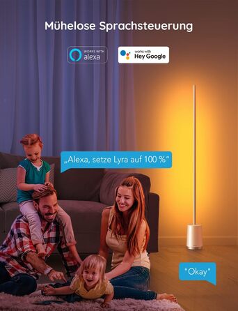 Світлодіодний торшер Govee Smart, WiFi RGBIC торшер з можливістю затемнення Працює з Alexa та Google Assistant, керуванням програмами, синхронізацією музики, режимом зроби сам, понад 64 сюжетними режимами, для вітальні, спальні, дому