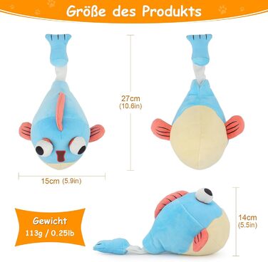 Та Clown Fish Toys, Squeaky Interactive Durable Puffed Dog Chew Плюшеві іграшки для собак для цуценят Дресирування маленьких і великих собак і зменшення нудьги