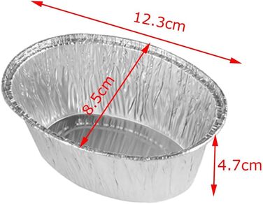 Овальна нарізка для хліба 125 шт. , лотки з алюмінієвої фольги для барбекю на відкритому повітрі, бляшана тарілка, паперова тарілка, тарілка для гриля, маленька алюмінієва сковорода (12,3 x 8,5 x 4,5 см)