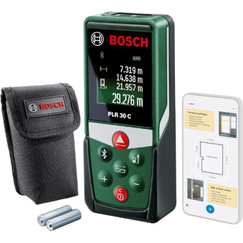 Лазерний далекомір Bosch PLR 30 C (точне вимірювання відстані до 30 м, підключення через Bluetooth, функції вимірювання) 30 м додаток