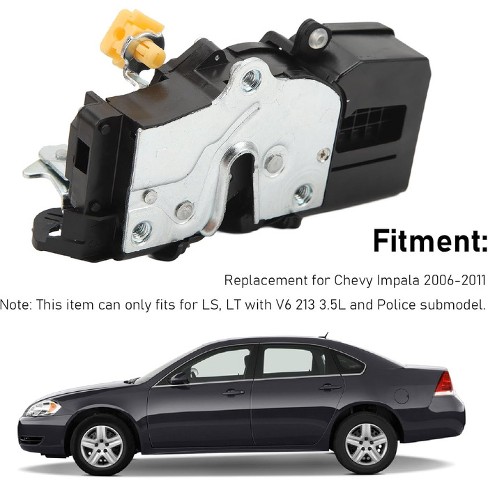 Електричний привід дверного замка передній лівий, сумісний з Impala з 2006 по 2011 рік, гладкий і надійний дверний замок