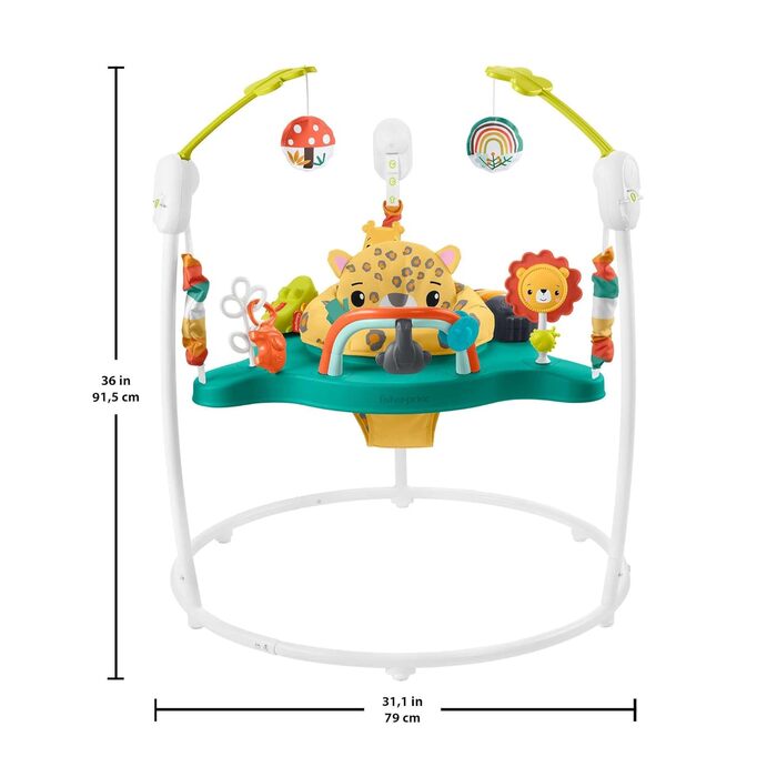 Грати весело Rainforest Jumperoo, з підсвічуванням і музикою, регулюється по висоті, дитяча іграшка від народження (леопард), 91 -