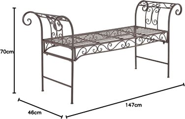 Лавка садова Cossila 70x147x46 см Металева лава 200 кг Нержавіюча сталь Rust-Brown