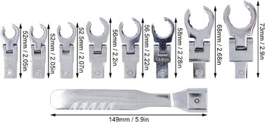 Тріскачковий ключ Tefola, набір ключів з гнучкою головкою, набір шарнірних ключів з тріскачкою, набір гнучких комбінованих ключів, поворотний накидний ключ на 180 градусів з ручкою для обслуговування шлангів