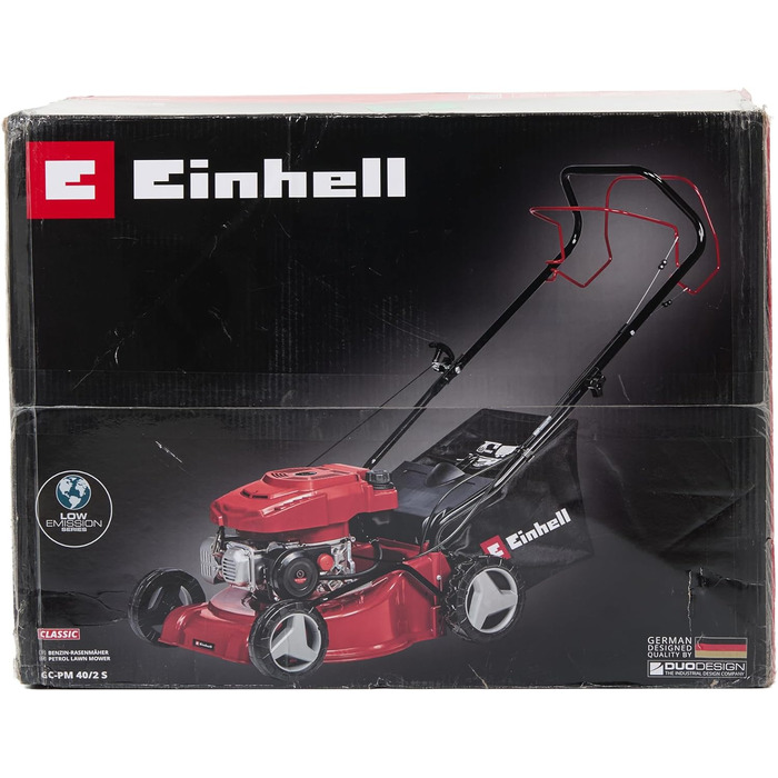 Бензинова газонокосарка Einhell GC-PM 40/2 S (2 кВт, 1-циліндровий 4-тактний двигун OHV, відключається задній привід, 7-ступінчасте центральне регулювання висоти зрізу, травозбірник на 45 л) нова модель без аксесуарів