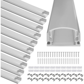 М світлодіодний алюмінієвий профіль U-подібної форми, високоякісний світлодіодний профіль для світлодіодних стрічок, з кришкою, торцевими кришками та монтажними затискачами, легка форма кріплення 30*1M-U, 30 шт., 1