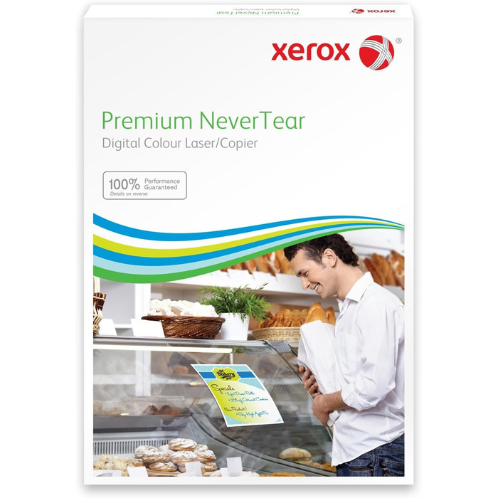 Пластиковий папір Xerox Premium NeverTear 003R98091 - A4 210 x 297 мм, 195 г/м - Спеціальний папір для лазерних принтерів і копіювальних апаратів - 100 аркушів - білий