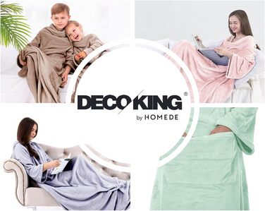 Плед DecoKing з рукавами Подарунки для жінок і чоловіків 170x200 см Сірий Плед під телевізор з мікрофібри М'який Lazy Lazy 170 x 200 см Сірий