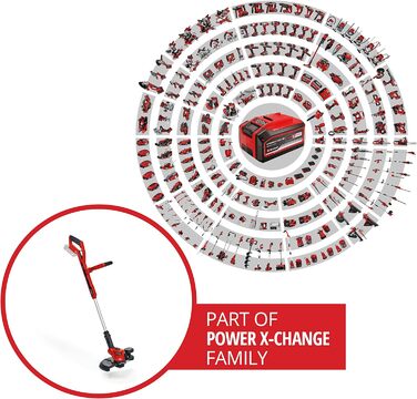 Акумуляторний тример для газону Einhell GE-CT 18/30 Li-Solo Power X-Change (Li-Ion, 18 В, ширина скошування 30 см, головку двигуна можна повертати та нахиляти на 90, включаючи котушку волосіні, без акумулятора та зарядного пристрою) без акумулятора та зар