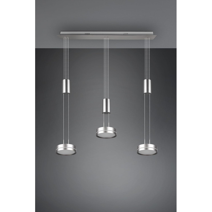 Світлодіодний торшер Trio Lights Franklin 426510208, Метал в т.ч. 35 Вт LED, Зміна кольору, Диммер (нікель-матовий, підвісний 3-полум'яний)