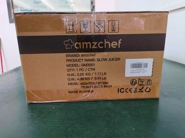 Соковижималка AMZCHEF для овочів та фруктів з 2 режимами швидкості - Соковижималка Повільна соковижималка з портативною пляшкою та 2 чашками - Соковижималка холодного віджиму без BPA з інтелектуальним світлодіодом та функцією реверсу - Pearl White Pearl W