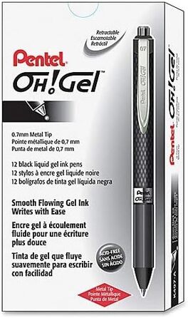 Ручка для роликів Pentel K497, 0,35 мм, чорна, 12 шт. (1 упаковка)