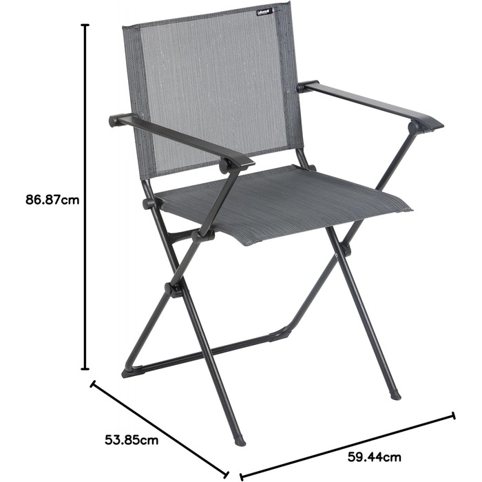 Стілець Lafuma в будь-який час з підлокітником, обсидіан, 53.8 x 59.4 x 86.9 см