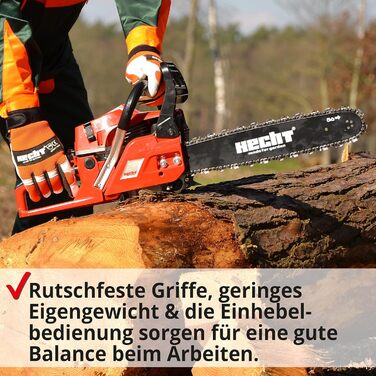 Бензинова бензопила HECHT - об'єм 50 см - шина 40 см - гальмо віддачі - ланцюг - змащення ланцюга - 20,8 м/с швидкість різання - бензопила для розпилювання деревини в саду та лісі бензинова бензопила червоного кольору