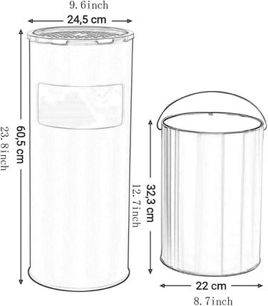Практична попільничка Циліндрична вертикальна попільничка, підставка для підлоги, попільничка, відро для сміття, підставка з нержавіючої сталі, попільничка для сигарет, велика попільничка надійна Срібло