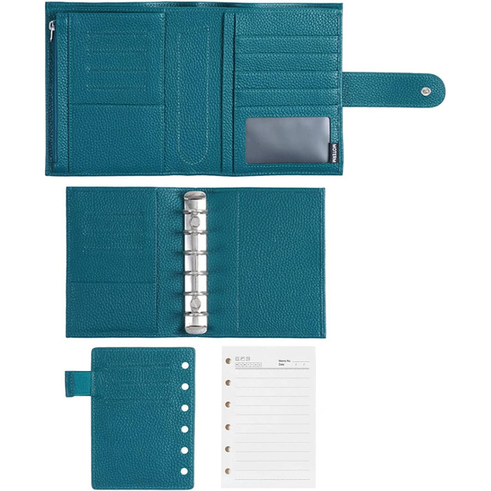 Комбінація розміру кишені, Binder Planner і гаманця. (Pebble Deep teal, кільце 19 мм)