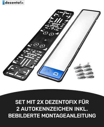 Тримач номерного знака преміум-класу DEZENTOFIX - Легкий монтаж і надійна фіксація - Тримач номерного знака для автомобіля - універсальна посадка (520 мм) 520x112 мм