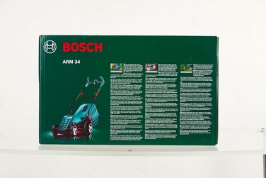 Електрична газонокосарка Bosch ARM 34 (травозбірник, картонна коробка, висота зрізу 20-70 мм, ширина зрізу 34 см, 11 кг, 1300 Вт) Газонокосарка ARM34