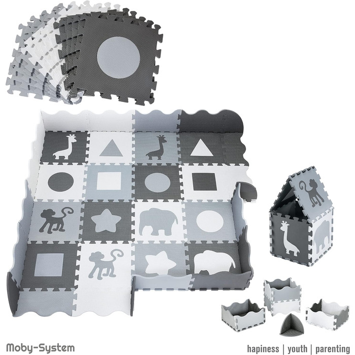 Килимок-головоломка Moby-System для немовлят, 90 см x 90 см x 1 см, ігровий килимок, без запаху, килимок великий, килимок-головоломка для хлопчиків і дівчаток, ігровий килимок без забруднюючих речовин, килимок для повзання без запаху (Pmf-3)