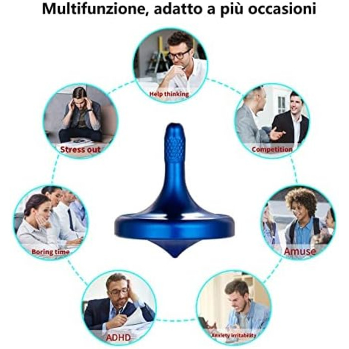 Спінінг з ідеальною стабільністю балансу та тривалим часом обертання, декомпресійна настільна іграшка для зняття стресу EDC з нержавіючої сталі для дорослих (синій)